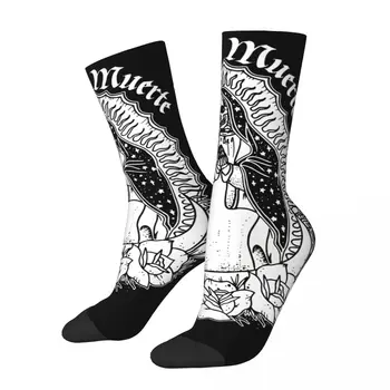 Šťastný Legrační Pánské Ponožky Saint Smrti Klasický Retro Harajuku Mexické Lebky Santa Muerte Street Styl Vzor Posádky Bláznivé Ponožky Dárek