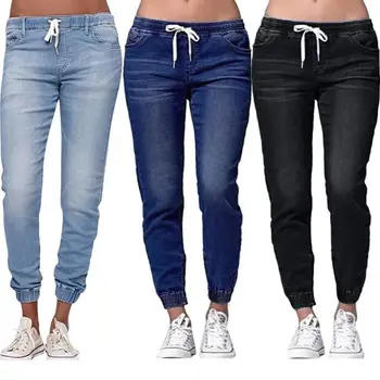 40%HOT Skinny Džíny Ženy Běžce Kalhoty Plus Velikost Elastické Šňůrky Elastickým Pasem Slim Stretch Džíny Dámy Tužka Kalhoty