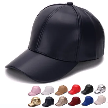 HATLANDER Classic Plain PU baseball cap módní prázdné, žádné logo kožené čepice a čepice pro muže a ženy