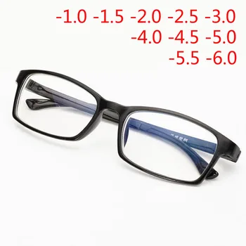 Plastové Plné Hotový Rám Krátkozrakost Brýle Modré Potahované Krátký Studentský Pohled Brýle -1.0 -1.5 -2.0 -2.5 -3.0 -3.5 -4.0 -5.0 -6.0