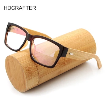 HDCRAFTER Dřevěné Brýle Rámy Muži Nadrozměrné Bambusové Brýle Rám Obdélník Brýle Optické Čtení Brýle Rámy