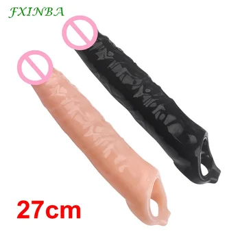 FXINBA 25/27cm Velký Realistický Penis Rukáv Extender Velký Penis Rukáv Dick Rozšíření, Sexuální Hračky Pro Muže Zpoždění Opakovaně Kondom