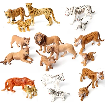 Divoká Zvířata Modelu Tiger Lvi leopard Vzdělávací Ruční Malování Džungle Zvířat, Akční Figurky, Model Set Figurek Pro Batole