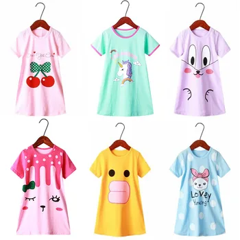 Letní Oblečení Pro Dívky Bavlněné Pyžamo, Noční Košili Jednorožec Noční Košile Baby Girls Oblečení, Oblečení Na Spaní Noční Košile Děti Spí Šaty