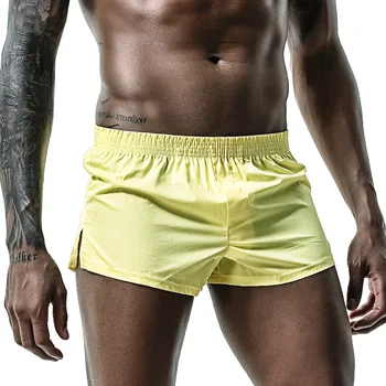 100% Bavlna Pánské jednobarevné Boxerky Šipka Kalhotky Muži spodní Prádlo Boxerky Tenký Volné Móda Mužské Spodky Spát Dna