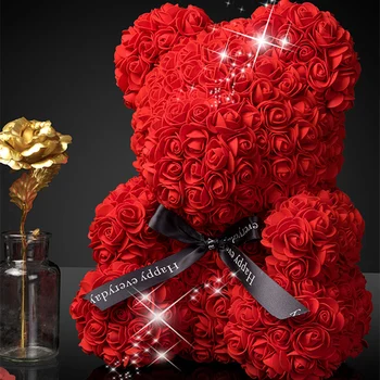 Valentýna Dárky Pro Ni 25/40 cm Teddy Růžové Medvěd Umělé Květiny Růže V Kolonce Den Matek Dárek pro Ženy, Přítelkyně