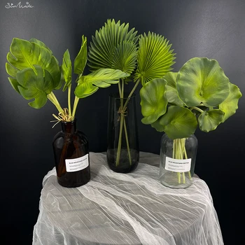SunMade 3 Ks/Svazek Nordic Monstera Listy Lotus Leaf PU Umělé Rostliny Dekorativní Palm Zahradní Dekorace bytové Doplňky