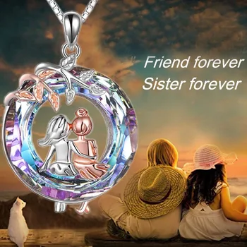 Přátelé Sestra Náhrdelníky Svatební Krásné Šperky Přívěsky, Dárky k Narozeninám pro Nejlepší Přátele Svatbu Zásnubní Šperky Krystaly