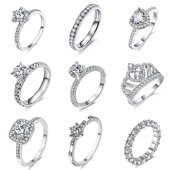 IFME Klasické Stříbrné Barevné Kroužky Pro Ženy, Původní Koruna Srdce Wishbone Zásnubní Svatební Rose Gold Crystal Ring Luxusní Šperky