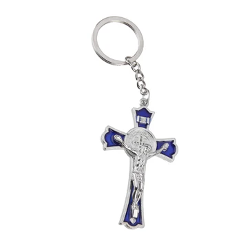 Modrý Kříž Kříž Ježíše Krista Přívěšek Svaté Náboženské Kroužek Na Klíče Klíčenka Dárek Řetězce Módní Šperky