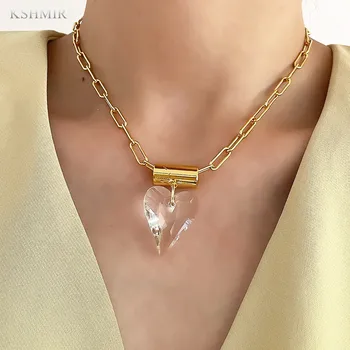 Klasický jednoduchý design IN crystal love ženské náhrdelník kovový chladný vítr 2022 nové osobnosti klíční kost řetěz řetěz dlouhý řetěz