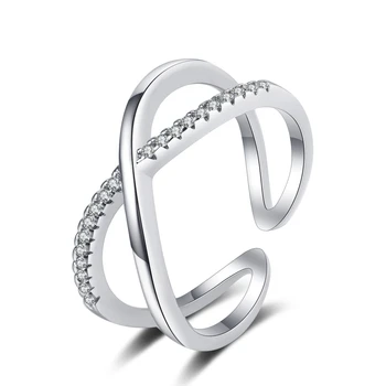 Ultra Stříbrná Barva Módní Jasné CZ Prsten Bling Kubické Zirkony Prsteny pro Ženy, Svatební Zásnubní Jemné Šperky Dárek