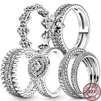 Horké 925 Sterling Silver Tři Prsten Prokládané Hadí Vzor Vločka dámský Prsten Svatební Dar Vysoce Kvalitní Kouzlo Šperky
