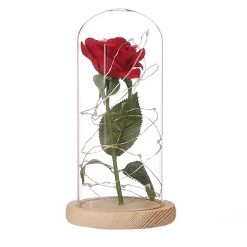 zlaté fólie rose s lampou skleněný kryt dekorační ozdoby, simulace květinové dekorace lampa noční světlo, Den svatého Valentýna dárek