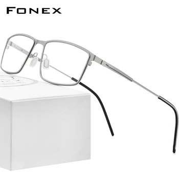 FONEX Slitiny Brýle Rám Muži Náměstí Krátkozrakost Předpis Optické Brýle 2021 Nový Muž Plný korejské Bezšroubové Brýle F1022