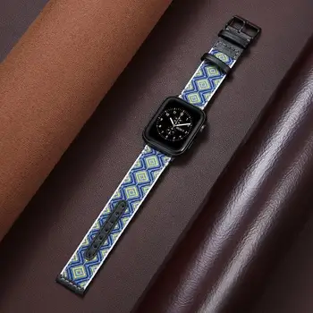 Nový kožený řemínek pro Apple Watch 7 6 5 pásmový 41 mm 45 mm 40 mm 44m Nylonový Popruh pro iWatch Series 3 4 5 6 Kapel Sport smyčky 38mm 40mm
