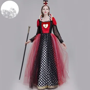 Queen of Hearts Halloween Kostým, Karneval, Královna Srdcí Královna Halloween Kostým Šaty Jednotné