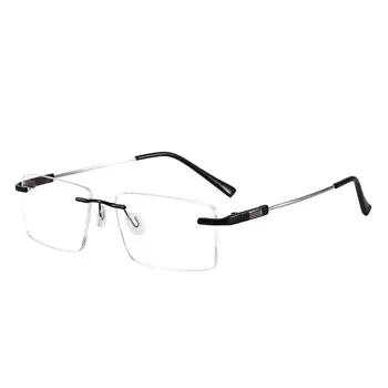 Obdélníkový Muže a Ženy, Módní Brýle bez Obrouček Paměť Kovový Předpis Pro Optické Čočky, Krátkozrakost, Presbyopie Progresivní