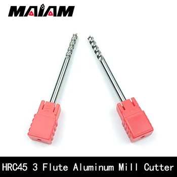 HRC45 hliníkové end mill cnc 3 flétnu fréza 50l 75l 100 l 150 l 200 l 1.5 mm, 2.5 mm 1-20 mm cnc frézka end mill cutter