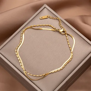 Módní Šperky z Nerezové Oceli Ženy Náramek Šperky pro Ženy Vícevrstvé Zlaté barvě Šperku
