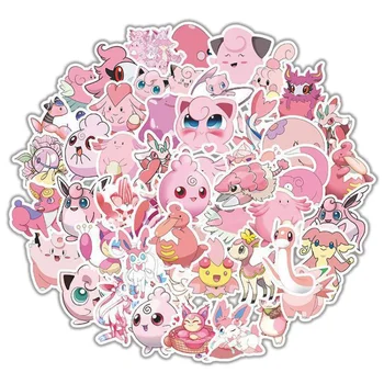 50 Ks Růžové Pokemon Roztomilý Pokemon Anime Samolepky Kreslené Vodotěsný Přenosný Kufr Samolepky, Děti, Dárky Kawaii