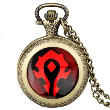 Střední Velikost Retro Bronz World of Warcraft Anime Clock Design Pánské Kapesní Hodinky Cosplay Dárky Přívěsek Řetěz Náhrdelník Hodinky