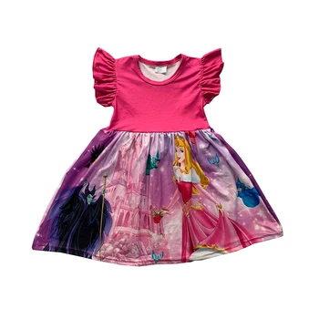 Nové Letní Děti Oblečení Dívky Šaty Pearl Rukáv Kolena Délka Slunečnicová Princezna Šaty