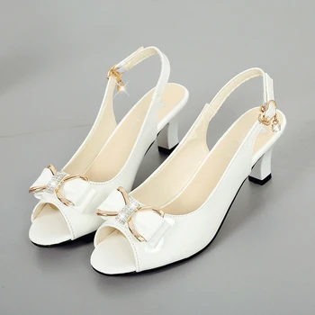 Cresfimix ženy roztomilé bílé pu kůže open toe skluzu na vysoké boty na podpatku pro letní party lady fashion černé podpatky čerpadla a6140