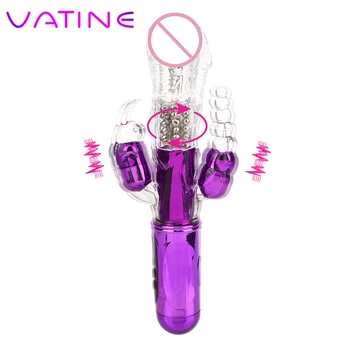 VATINE 360 Stupeň Rotace Dildo Vibrátor Převod Korálky AV Tyč Klitorisu Stimulace G-Spot Pochvy, Masér Vibrátor Rabbit