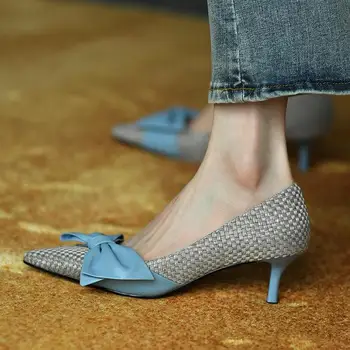 2021 luk-uzel špičaté toe stiletto dámské boty mělké v ústech jediné boty dámské vysoké podpatky podzim čerpadla