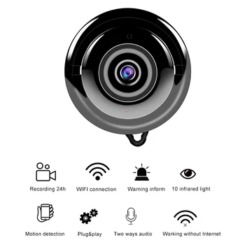 Mini Kamera Wifi 1080P Domácí Bezpečnost Bezdrátové IP Kamery CCTV Infračervené Noční Vidění, Detekce Pohybu, Slot pro SD Kartu Audio V380