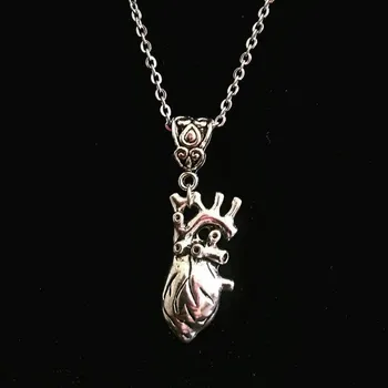 Starožitné Stříbrné Barvy 3D Anatomické Srdce Přívěsek Řetěz Náhrdelník Pro Ženy, Muže, Přátele Dárek Šperky Příslušenství