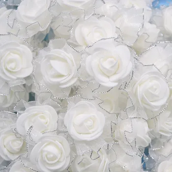 20ks 4 cm Rose Hlavy Umělé Pěnové Květy se Třpytkami Tyl pro Svatby Tutu Dekorace Zápisníku DIY Květinové Věnec Kytice