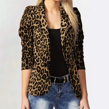 2022 Nové Jaro Podzim Leopardí Blazers Dámské Oblečení, Elegantní Módy Office Sako Oblek Vintage Print Krátké Sako Sako Práce