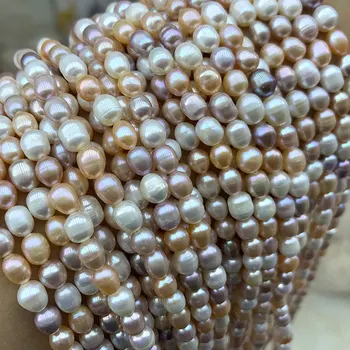 Jemné 100% Přírodní Sladkovodní Pearl Mix Bílá Fialová Růžová Rýže tvar Korálky Pro Výrobu Šperků Diy Ženy Náramek Náhrdelník 5-8mm