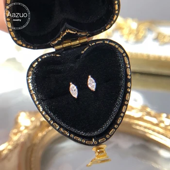 Aazuo 18K Růžové Zlato pravé Diamanty Mini Krásné Horseeye Tvaru Stud Náušnice Au750 Pro Ženy, Svatební Zásnubní Večírek