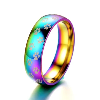 Evropská a Americká hip-hop styl titanové oceli prsten kočičí dráp malé nohy kreativní světlo barevné prsten trend šperky velkoobchod
