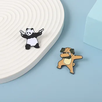Cool Panda Pes Smalt Kolíky SWAG Zvíře Legrační Vlastní Brož pro Ženy, Muže Klopě Pin Batoh Odznak Šperky Příslušenství Velkoobchod
