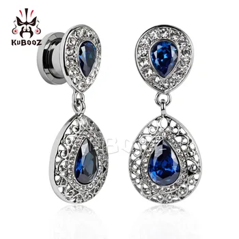 Kubooz piercing modrá crystal houpat nerezové oceli ucha piercing šperky tělo expander zástrčky a tunely dvojice prodej 2ks mnoho