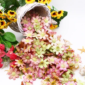 24or48pcs/mnoho 4,5 cm Malá daisy umělé hedvábí květina hlavy svatební party domácí dekorace DIY věnec zápisníku řemeslo dárkový box