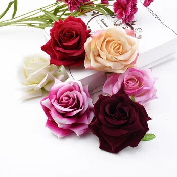 2 Kusy 10cm Falešné Květiny pro Scrapbooking, bytové Dekorace, Doplňky, Flanelové Růže Hlavy Diy Dárky Svatební Dekorativní Květiny