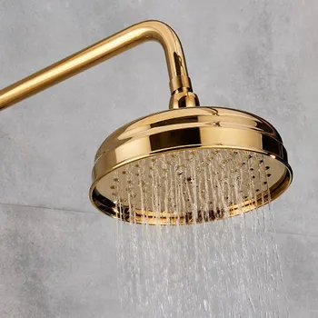 Luxusní Zlatá Barva Mosaz Sprchová hlavice 8 inch Koupelna Kole Srážek Sprcha Head