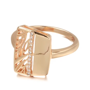 Luxusní Lesklý List Prsten Pro Ženy Módní 585 Růžové Zlato S Přírodními Zirkony Náměstí Prsten Vintage Svatební Šperky Módní 2022