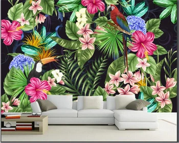 beibehang Vysoce kreativní módní osobnosti vnitřní dekorace wall paper tropické rostliny, květiny a pták, pozadí 3d tapety