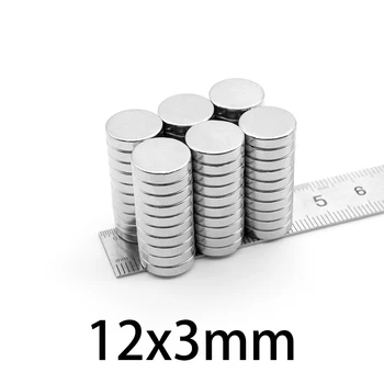 10-150KS 12x3mm Vzácných Zemin Neodym Magnety 12mmx3mm Super Výkonný Silné Magnetické Magnety 12*3mm, Kulaté, Průměr 12*3