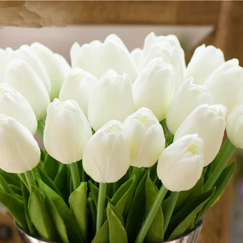 PU Tulip Umělé Květiny Skutečný Dotek Mini Tulip Vánoční Rodinné Zahrady Svatební Dekorace Květina Simulace Kytice