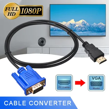 Kabel HDMI VGA macho macho, adaptador AV de 1,8 m, 1080P, convertidor žádné feťáky en de oro 24K para salida de pantalla,