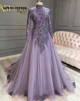 Muslim Line Večerní Šaty Dlouhé Luxusní 2023 Dubaj Dlouhý Rukáv Elegantní Šaty Pro Ženy, Svatební Party, Turecko Zakázkové Příležitosti