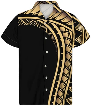 V létě roku 2022 Pánské Zlatý Proužek Tištěné Košile Pohodlná Trička, Levná Trička Vysoké Kvality Polynéské Kmenové Košile 5XL s