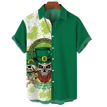2022 Lebky Tisku Havajské Košile Muži Beach Aloha Tričko Nadrozměrné Vintage Oblečení